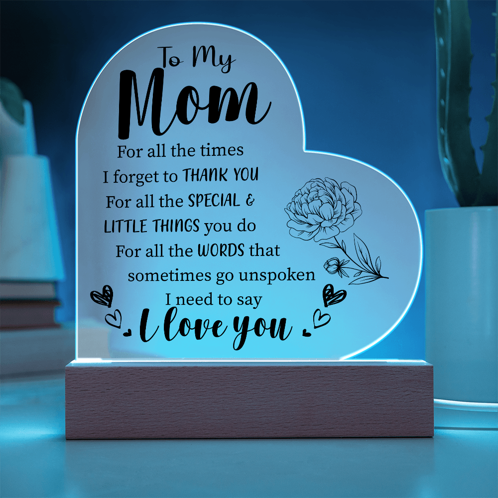 Acrylic Heart Plaque For Mom