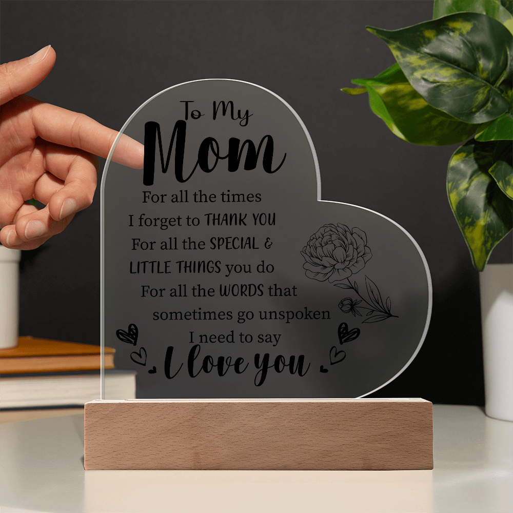 Acrylic Heart Plaque For Mom