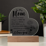 Acrylic Heart Plaque For Mom