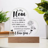 Acrylic Heart Plaque For Mom