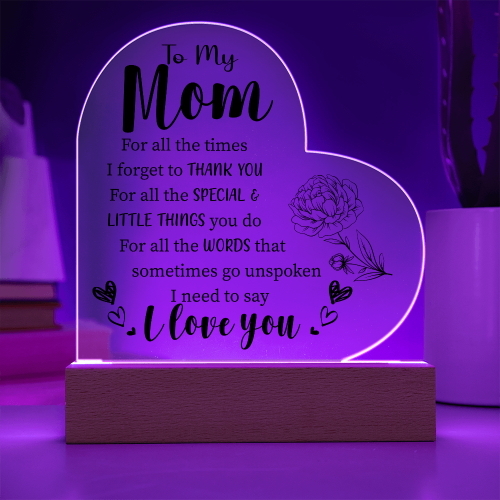 Acrylic Heart Plaque For Mom