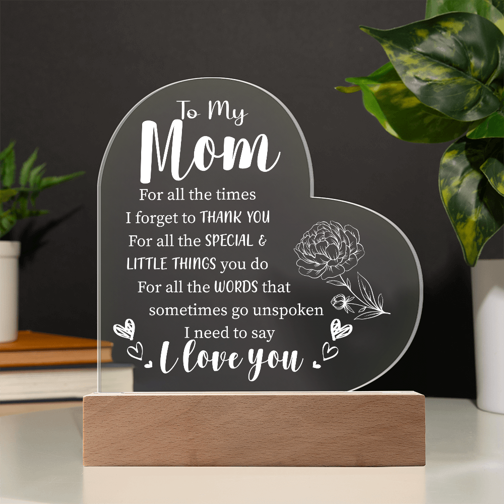 Acrylic Heart Plaque For Mom