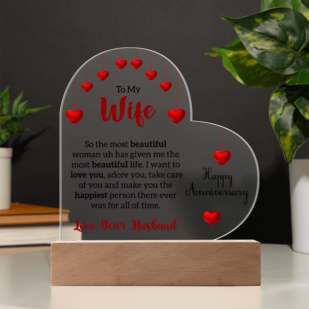 Acrylic Heart Plaque For Wife