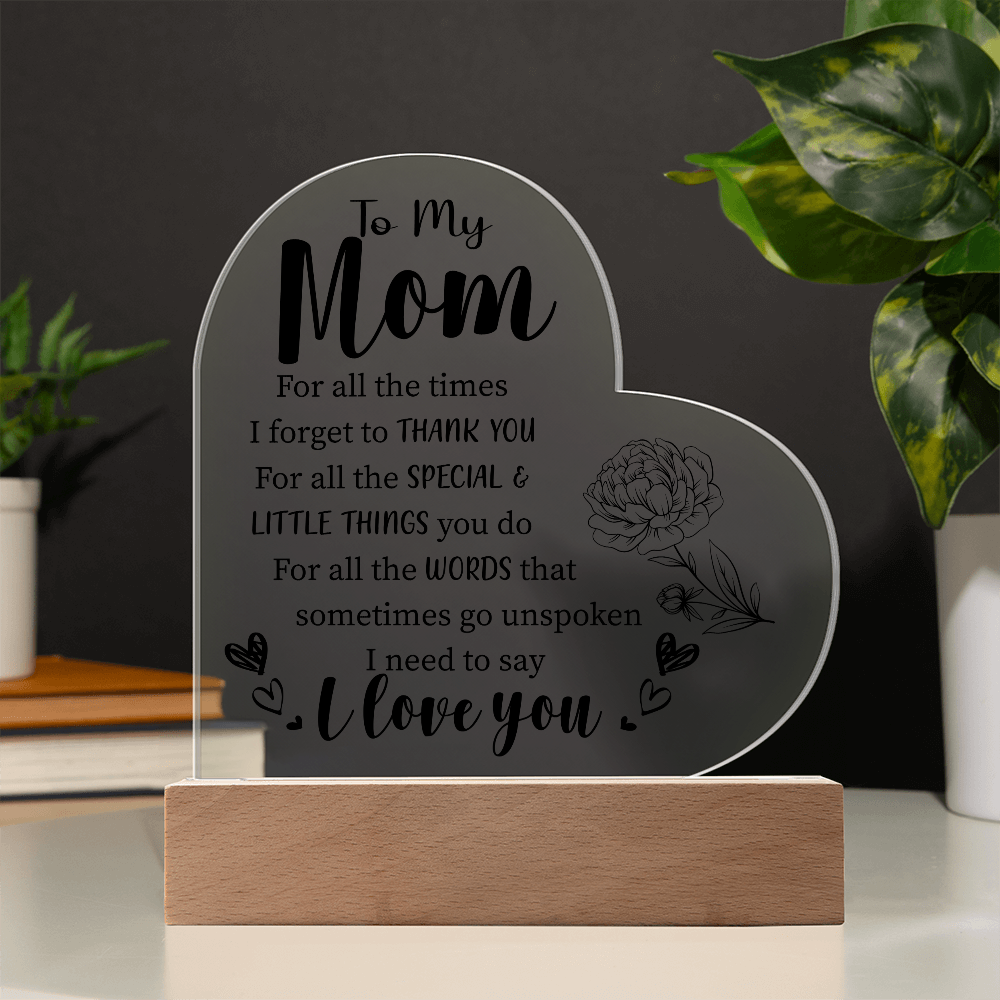 Acrylic Heart Plaque For Mom