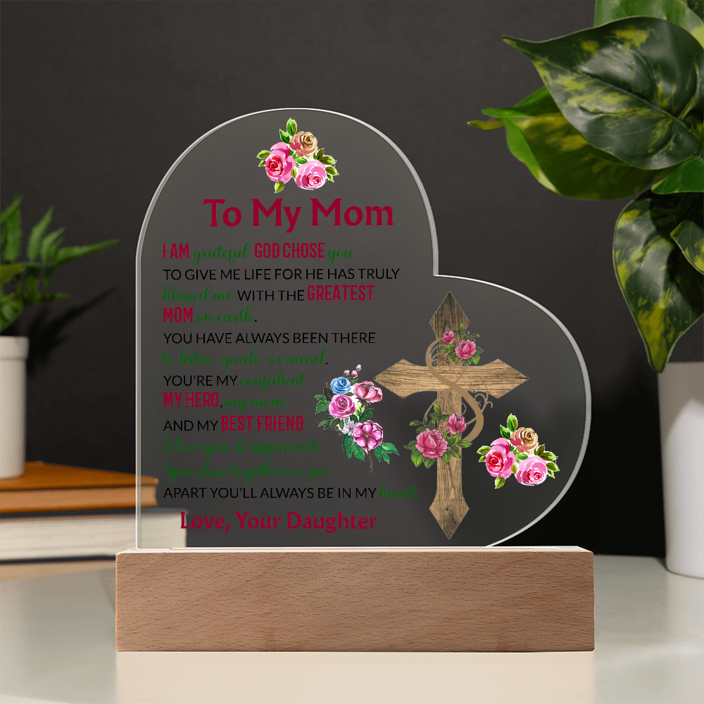 Acrylic Heart Plaque For Mom