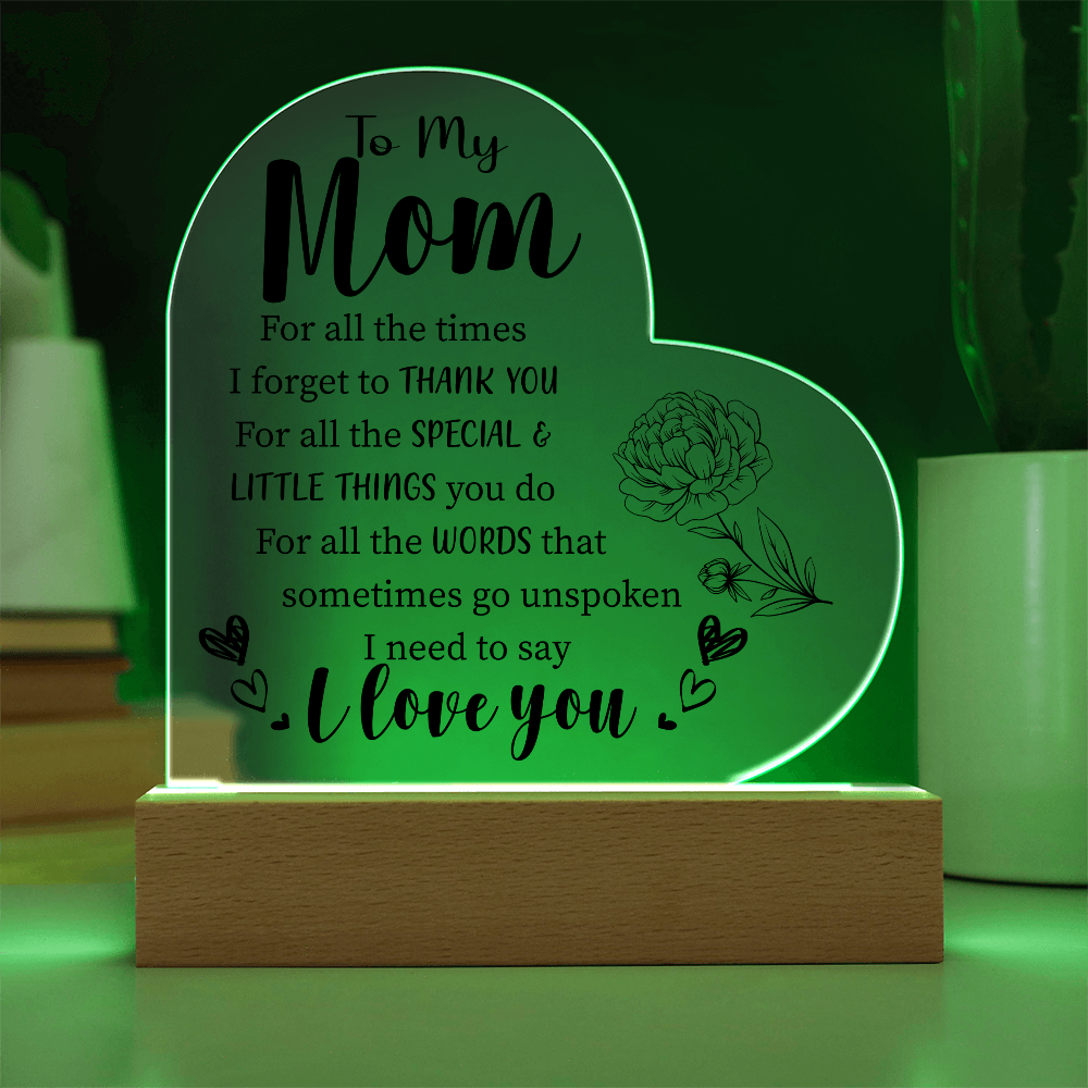 Acrylic Heart Plaque For Mom