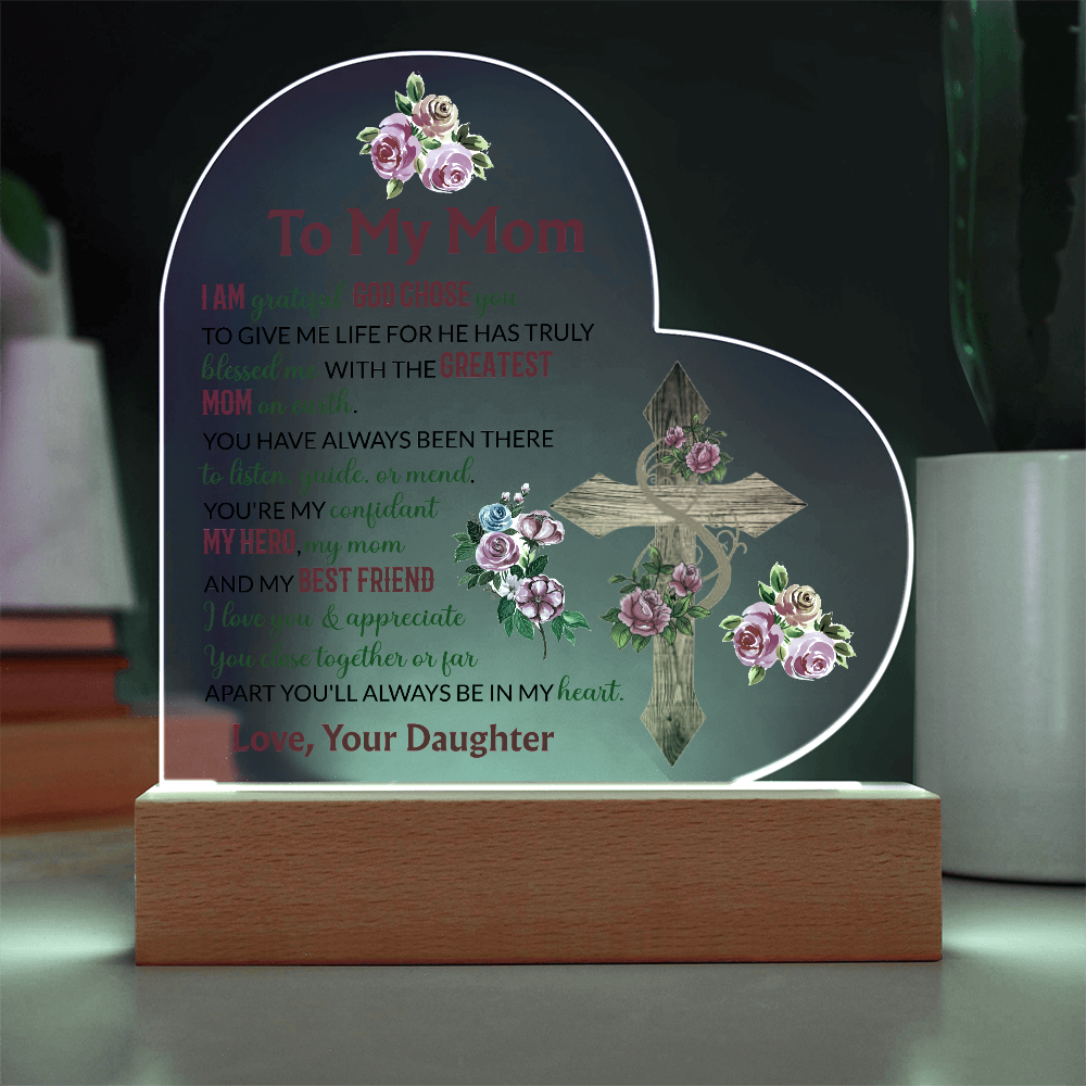 Acrylic Heart Plaque For Mom