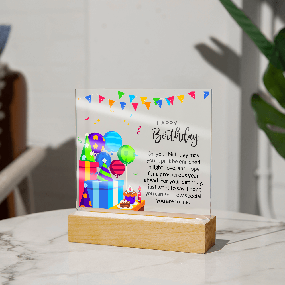 Acrylic Square Plaque For Birthday Gift