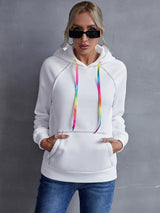 Ivy Lane Contrast Stitching Drawstring Raglan Sleeve Hoodie