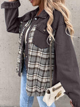 Plaid Button Up Dropped Shoulder Jacket