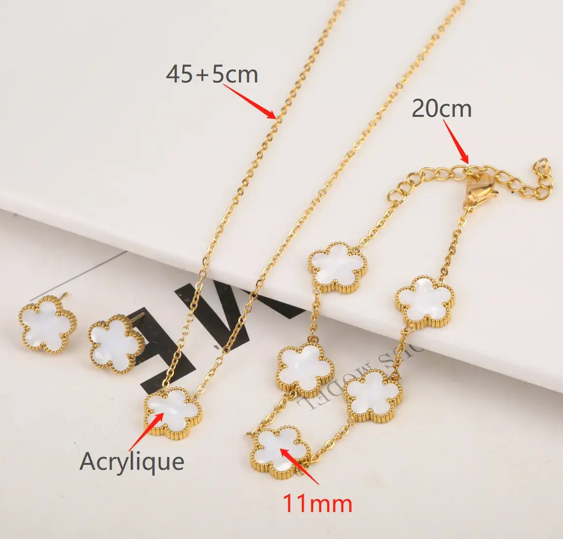 Adjustable Gold Plated Stainless Steel Flower Bracelet