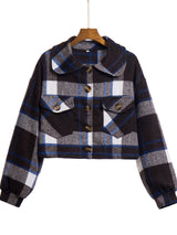 Plaid Button Front Jacket with Pockets