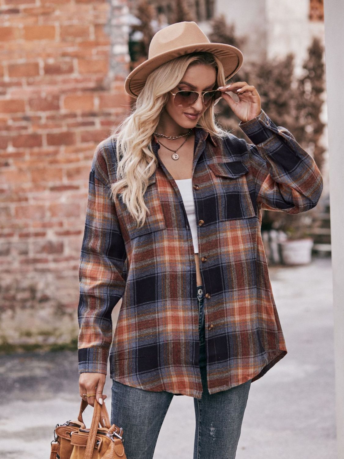 Mandy Plaid Dropped Shoulder Longline Shirt