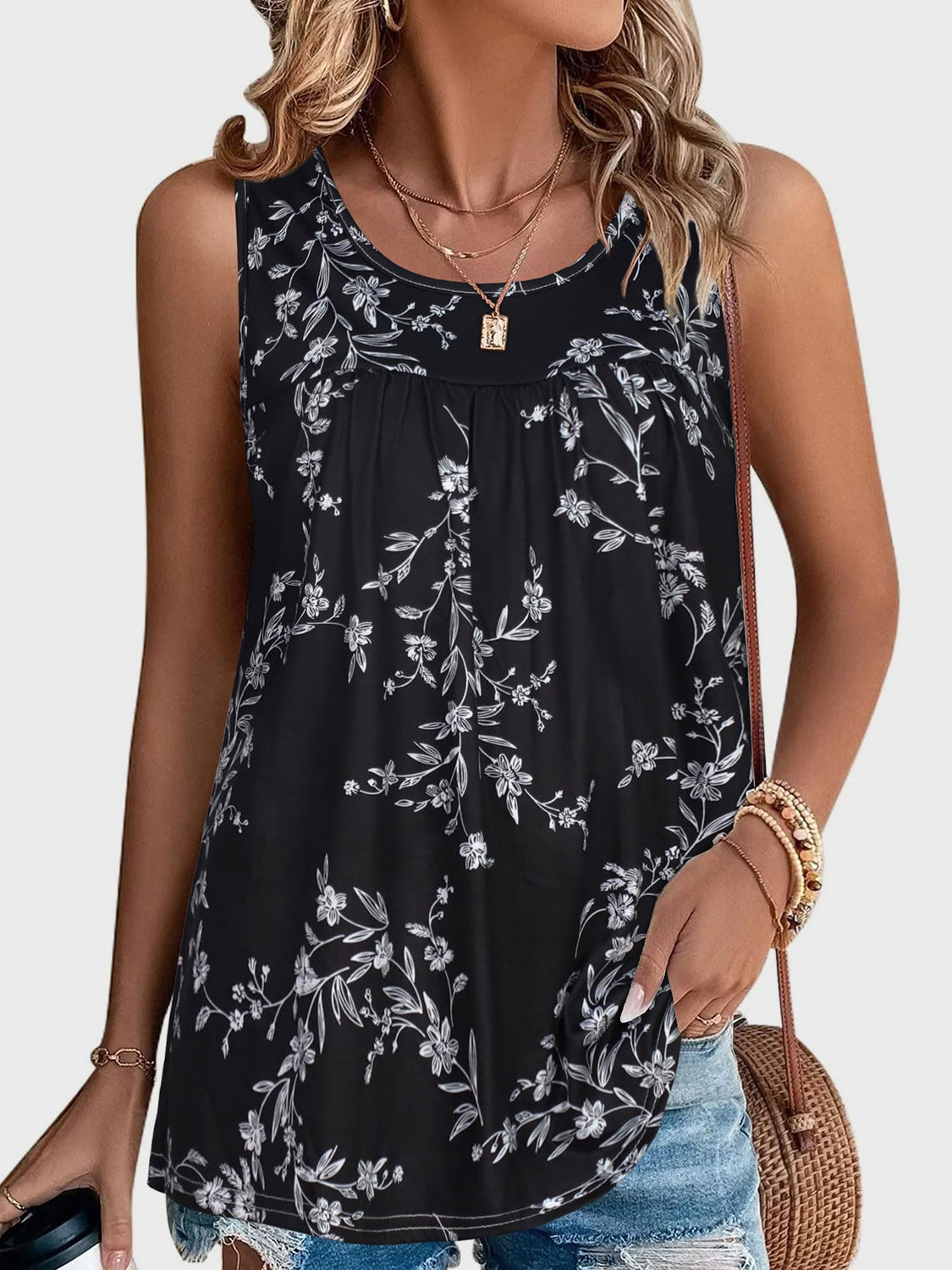 Printed Round Neck Tank