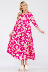 Celeste Full Size Floral Round Neck Ruffle Hem Dress