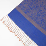 Paisley Pashmina Silk Scarf Shawl Jacquard Cashmere Wrap Stole Two Tones Reversible 177-royal Blue Beige