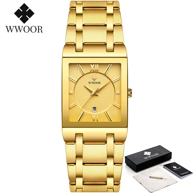 WWOOR Gold Square Men's Quartz Watch