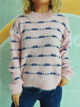 Striped Round Neck Long Sleeve Sweater