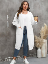 Plus Size Long Sleeve Pocketed Cardigan