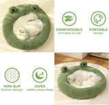 Cartoon Frog-Shaped Pet Bed