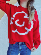 Contrast Round Neck Long Sleeve Sweater