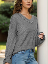 Dropped Shoulder Long Sleeve Knit Top