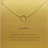 Gold Key Circle Necklace: Minimalist Infinity Pendant for Women