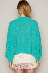 POL Mock Neck Cable Knit Sweater