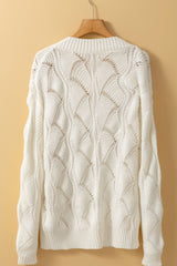 Openwork V-Neck Long Sleeve Sweater