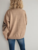 Flower Round Neck Long Sleeve Sweater