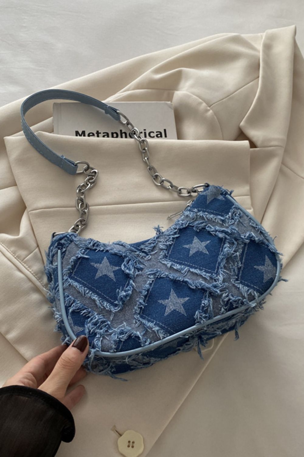 Fringe Star Print Shoulder Bag