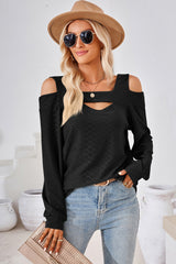 Cutout Square Neck Cold Shoulder T-Shirt