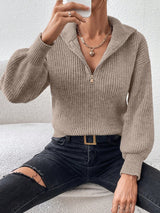 Honey Half Zip Dropped Shoulder Sweater