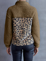 Ivy Lane Leopard Quarter-Snap Teddy Sweatshirt