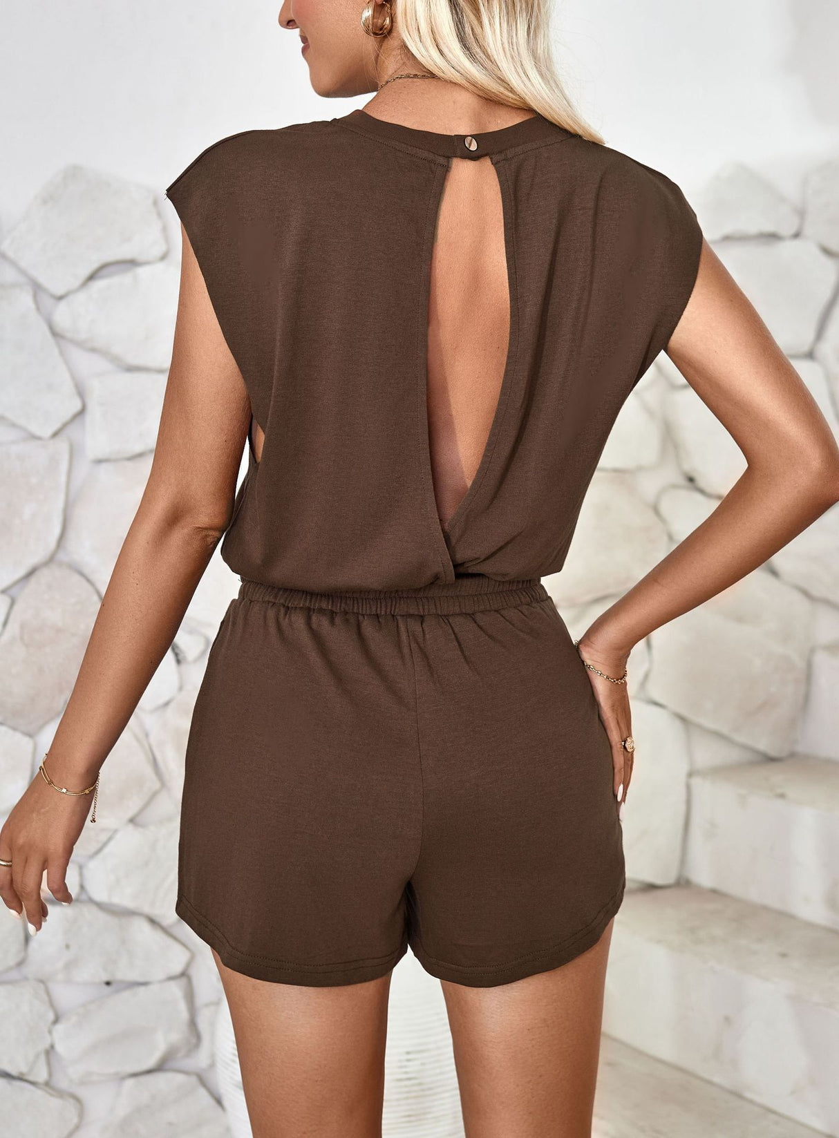 Lovelet Cutout Round Neck Cap Sleeve Romper