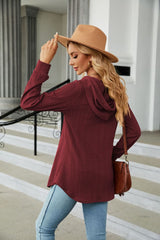 Long Sleeve Hooded Blouse