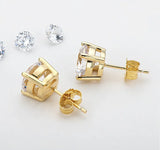 18K Gold Moissanite Stud Earrings in 925 Sterling Silver