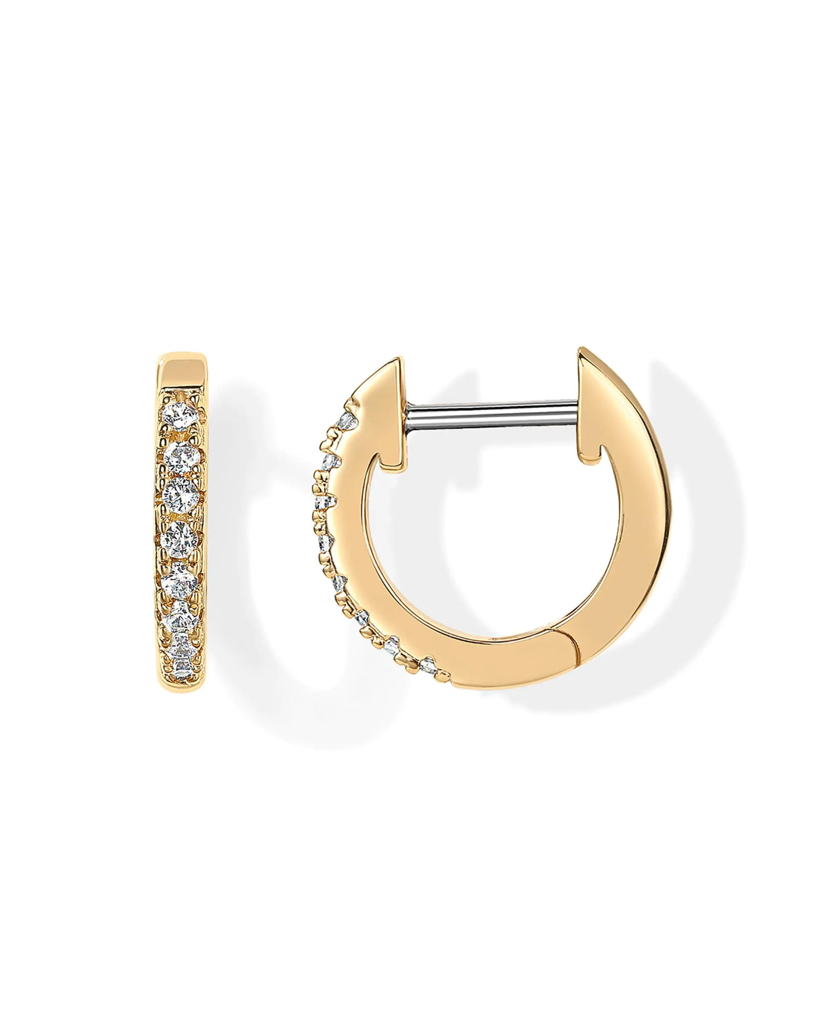 PAVOI 14K Gold Plated Cubic Zirconia Cuff Earrings Huggie Stud Yellow Gold