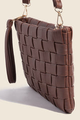 Fame Faux Leather Basket Weave  Crossbody Bag