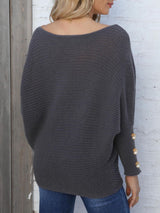 Full Size Boat Neck Long Sleeve Sweater