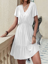 Plus Size Ruffle Hem V-Neck Short Sleeve Dress