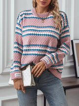 Striped Round Neck Long Sleeve Sweater