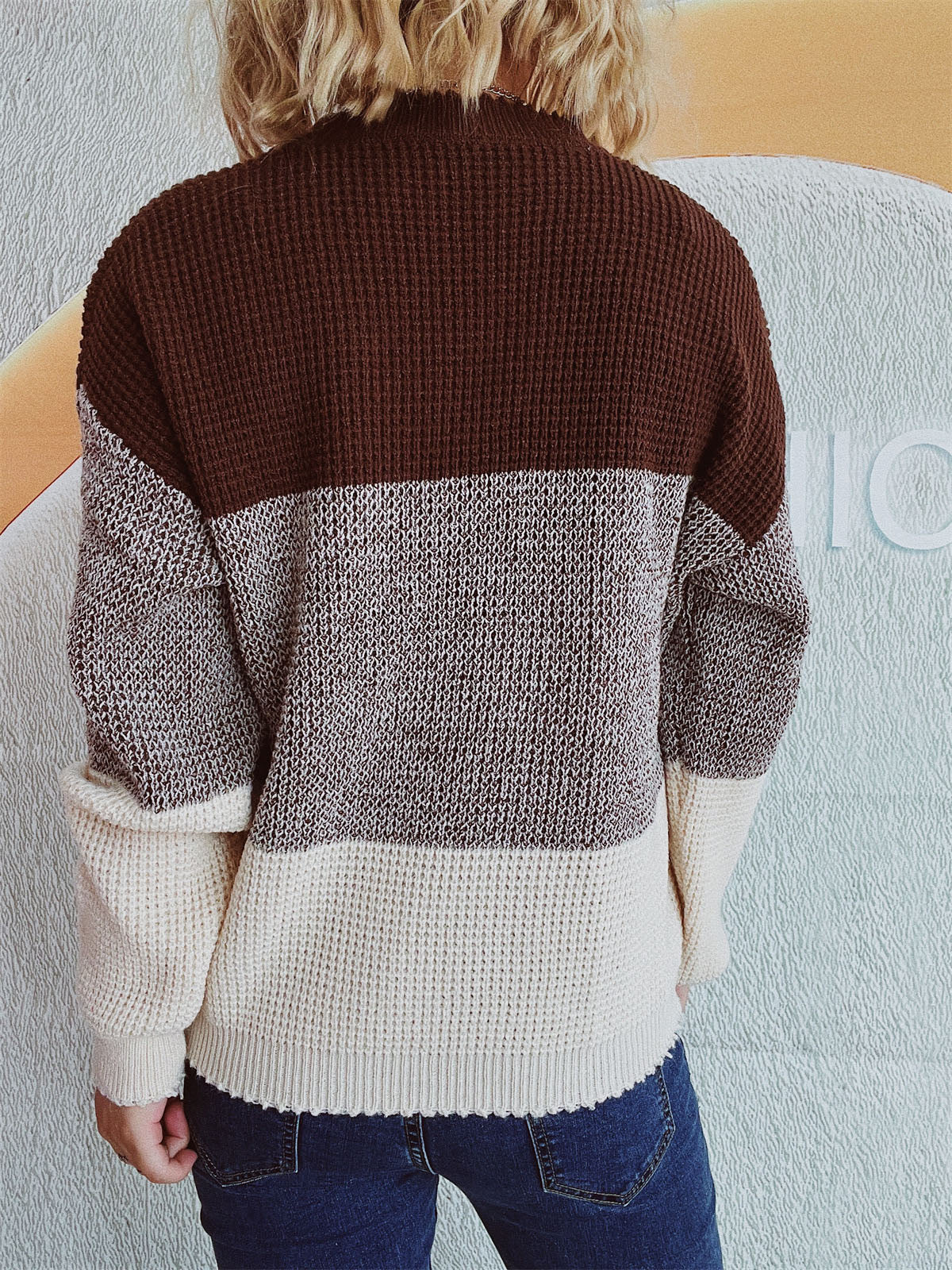 Color Block Long Sleeve Sweater