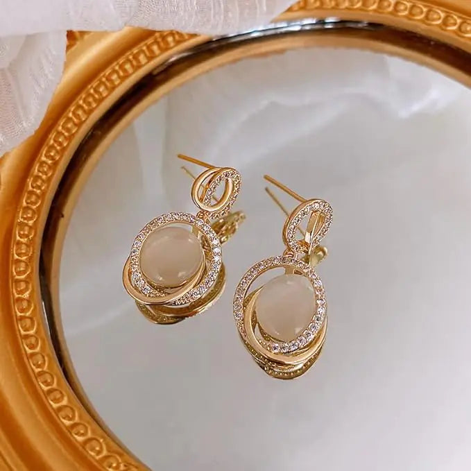 Circular Gold Drop Earrings