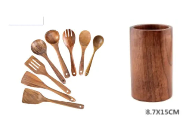 7-Piece Wooden Kitchen Utensil Set