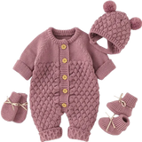 Baby Knit Set - Romper, Beanie, Mittens & Booties