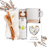 Tea Lovers Gift Basket Soothing Self Care Box with Fluffy Socks Ceramic Mug