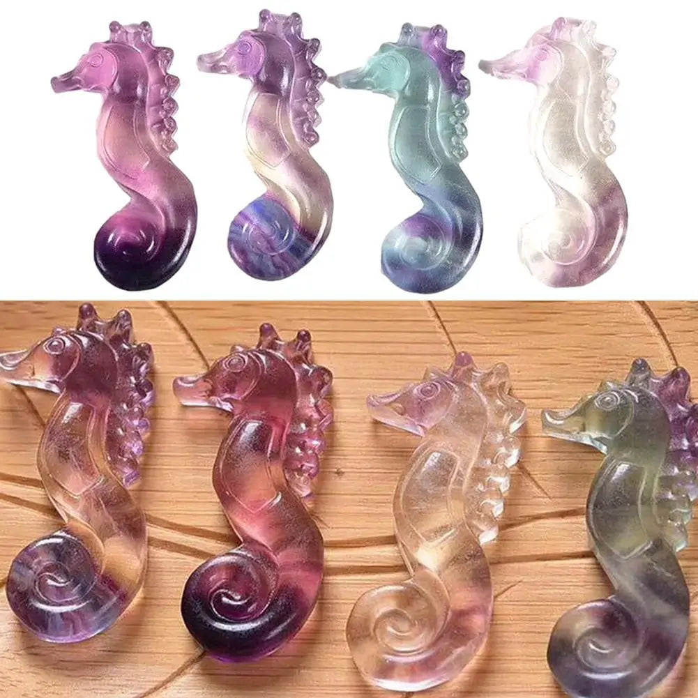 Random Natural Rainbow Fluorite Seahorse