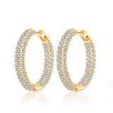 Gold Plated Zircon Cross X Hoop Earrings for Woman