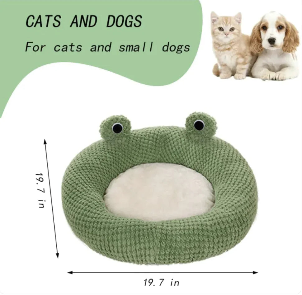 Cartoon Frog-Shaped Pet Bed